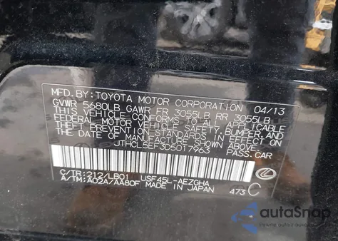 2013 Lexus Ls 460 z USA, uszkodzony, nr VIN JTHCL5EF3D5017963